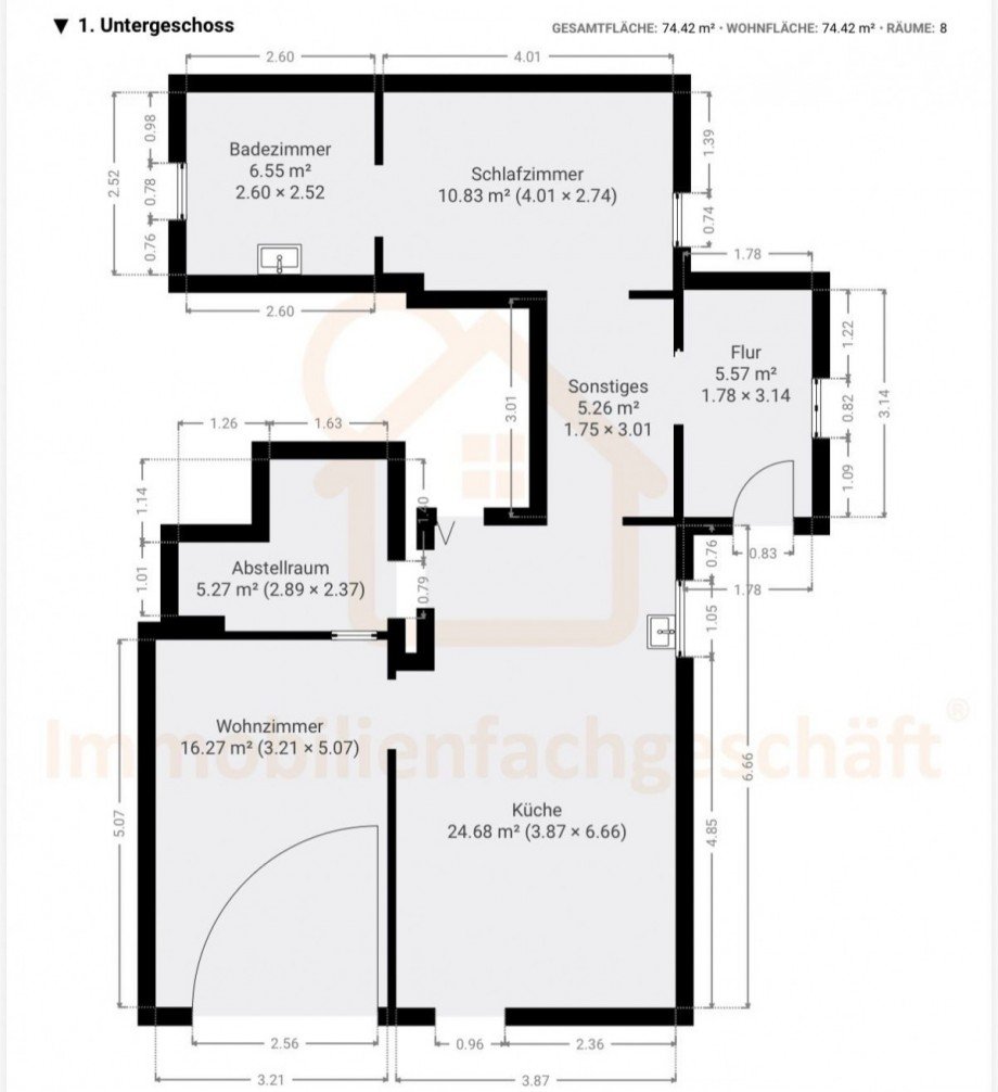 Grundriss Untergeschoss Souterrainwohnung Zella-Mehlis