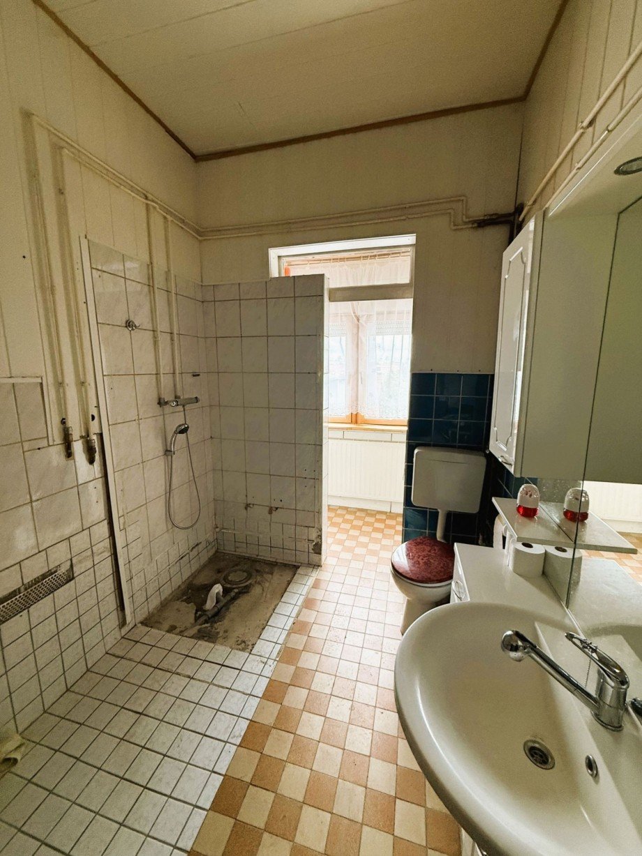 Altes Badezimmer mit Dusche Reihenmittelhaus Ilmenau