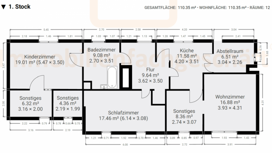 Grundriss 1. Stock Einfamilienhaus Ilmenau