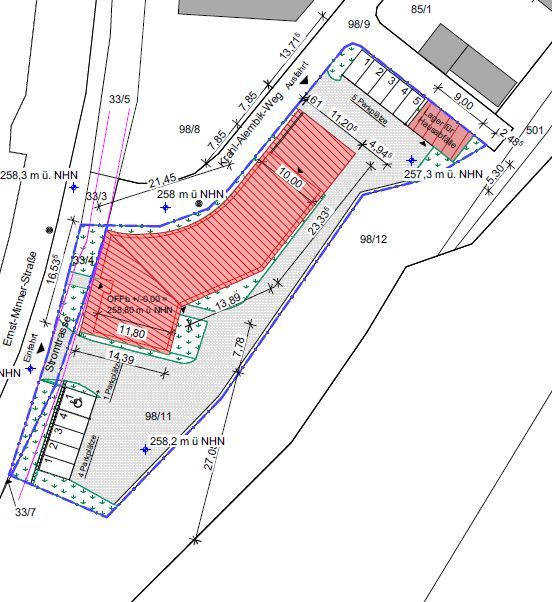 Baugrundst�cksplan 2067 m� Gemischt-Grundst�ck Arnstadt